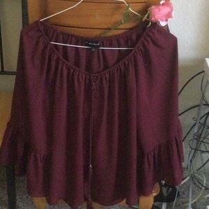 Burgundy Peasant Top